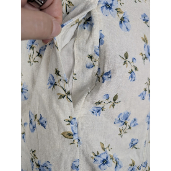 Old Navy Linen Blend Floral Midi Dress Sz M Tall Cottagecore Milkmaid Feminine - Picture 7 of 13